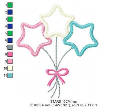 Star embroidery designs - balloons embroidery design machine embroidery pattern - Star applique design - kid embroidery birthday embroidery
