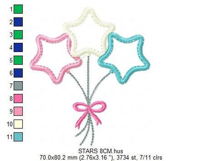 Star embroidery designs - balloons embroidery design machine embroidery pattern - Star applique design - kid embroidery birthday embroidery