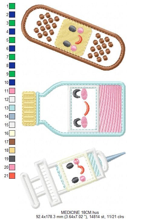 Band aid embroidery design - Pillbox embroidery designs machine embroidery pattern - emergency medical kit applique - injection embroidery