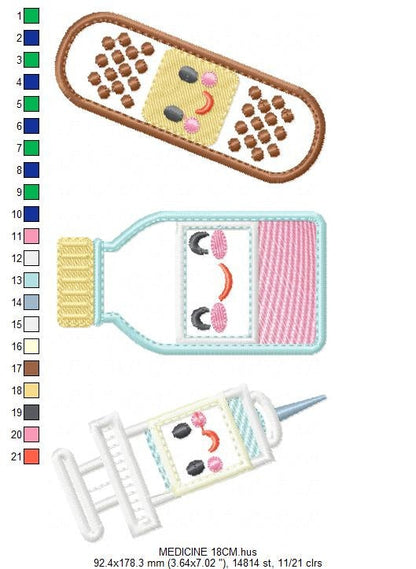 Band aid embroidery design - Pillbox embroidery designs machine embroidery pattern - emergency medical kit applique - injection embroidery