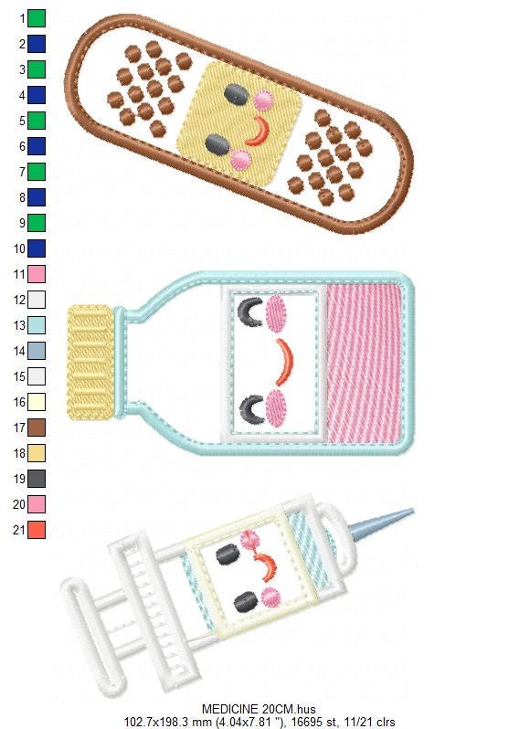 Band aid embroidery design - Pillbox embroidery designs machine embroidery pattern - emergency medical kit applique - injection embroidery
