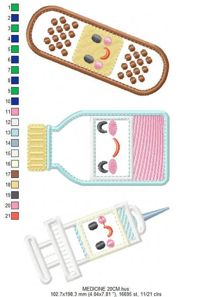 Band aid embroidery design - Pillbox embroidery designs machine embroidery pattern - emergency medical kit applique - injection embroidery