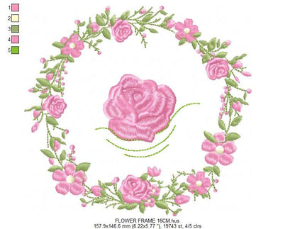 Frame embroidery designs - Flower embroidery design machine embroidery pattern - rose embroidery file girl embroidery - roses frame design Marcia Embroidery