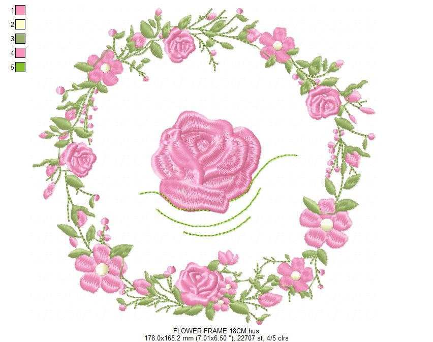 Frame embroidery designs - Flower embroidery design machine embroidery pattern - rose embroidery file girl embroidery - roses frame design Marcia Embroidery