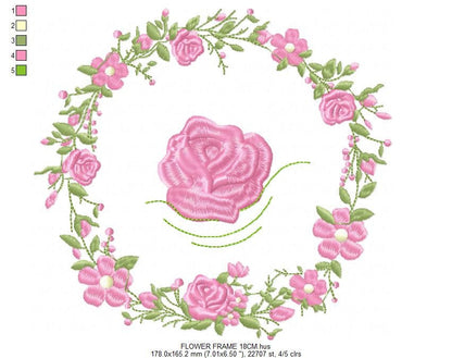Frame embroidery designs - Flower embroidery design machine embroidery pattern - rose embroidery file girl embroidery - roses frame design Marcia Embroidery