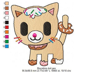 Biscotinno embroidery designs - Tokidoki embroidery design machine embroidery pattern - instant download - girl embroidery file Donutella