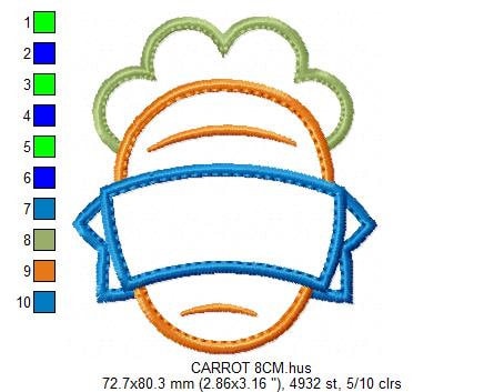 Carrot embroidery design - Carrot applique machine embroidery pattern - Tag School Easter file - Baby boy and girl - Instant download Marcia Embroidery