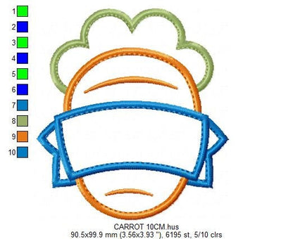 Carrot embroidery design - Carrot applique machine embroidery pattern - Tag School Easter file - Baby boy and girl - Instant download Marcia Embroidery