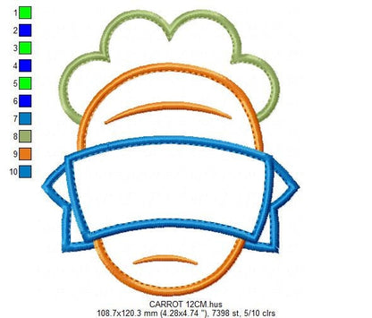 Carrot embroidery design - Carrot applique machine embroidery pattern - Tag School Easter file - Baby boy and girl - Instant download Marcia Embroidery
