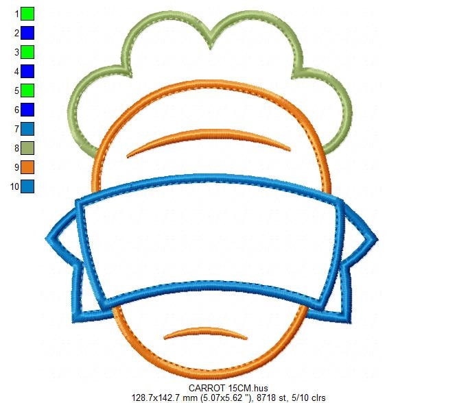 Carrot embroidery design - Carrot applique machine embroidery pattern - Tag School Easter file - Baby boy and girl - Instant download Marcia Embroidery