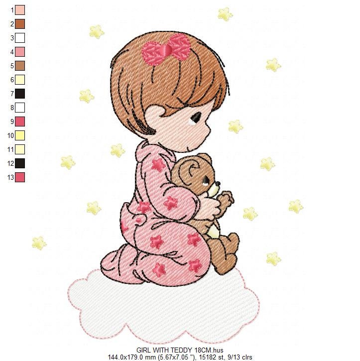 Boy embroidery designs - Baby Girl embroidery design machine embroidery pattern - Praying kid embroidery file - religious christian angels