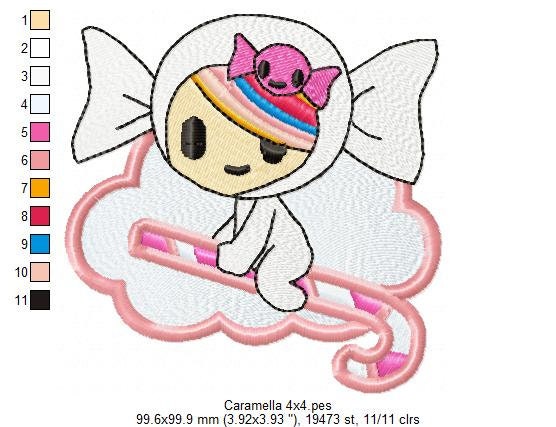 Caramella embroidery designs - Tokidoki embroidery design machine embroidery pattern - digital download - girl embroidery file Donutella Marcia Embroidery