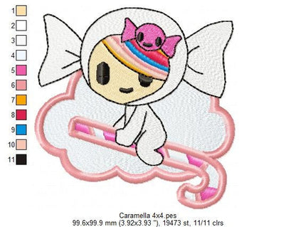 Caramella embroidery designs - Tokidoki embroidery design machine embroidery pattern - digital download - girl embroidery file Donutella Marcia Embroidery