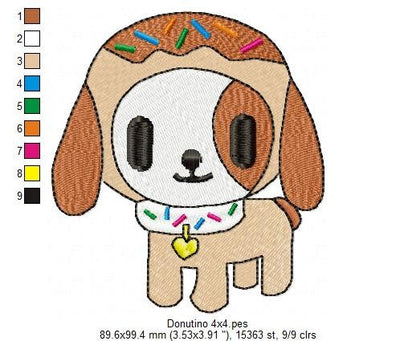 Donutino embroidery designs - Tokidoki embroidery design machine embroidery pattern - instant download - pet embroidery file Donutella Marcia Embroidery
