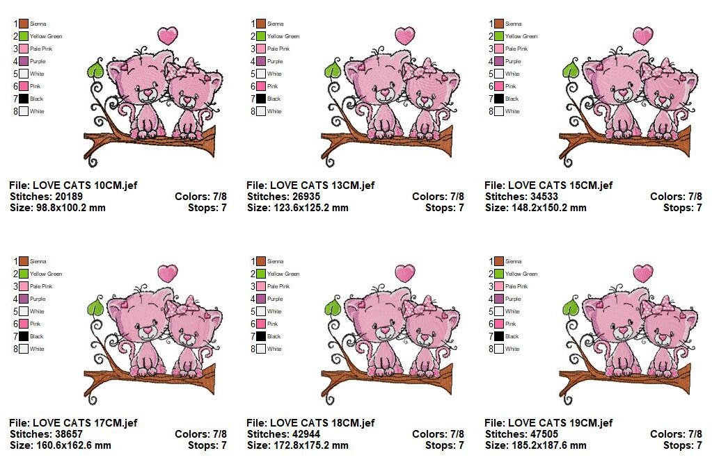 Cat embroidery design - Love embroidery designs machine embroidery pattern - Kitten embroidery file - baby girl embroidery love cats design
