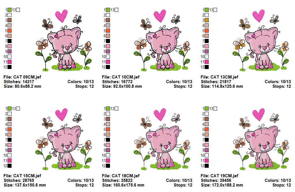 Cat embroidery design - Baby girl embroidery designs machine embroidery pattern - Kitty embroidery file - instant download spring garden