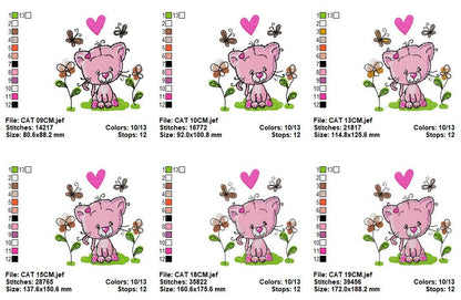 Cat embroidery design - Baby girl embroidery designs machine embroidery pattern - Kitty embroidery file - instant download spring garden