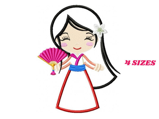 Mulan embroidery designs - Disney Princess embroidery design machine embroidery pattern - Princess applique design japanese geisha digital Marcia Embroidery