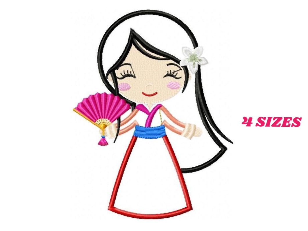 Mulan embroidery designs - Disney Princess embroidery design machine embroidery pattern - Princess applique design japanese geisha digital