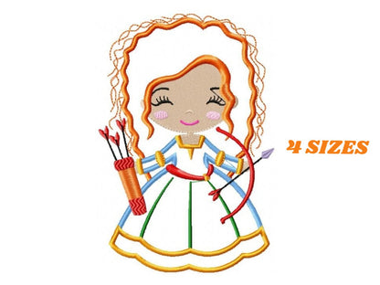Brave Princess Merida embroidery designs - Disney Princess embroidery design machine embroidery pattern - Princess applique girl embroidery Marcia Embroidery