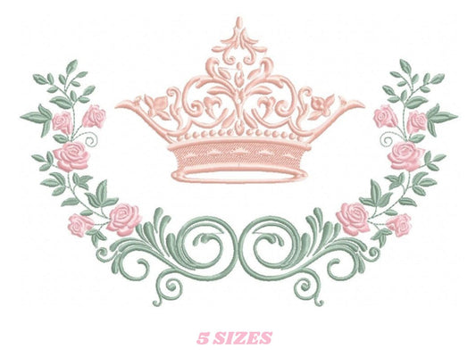Crown embroidery designs - Laurel Wreath with Crown embroidery design machine embroidery pattern - newborn embroidery file crown design