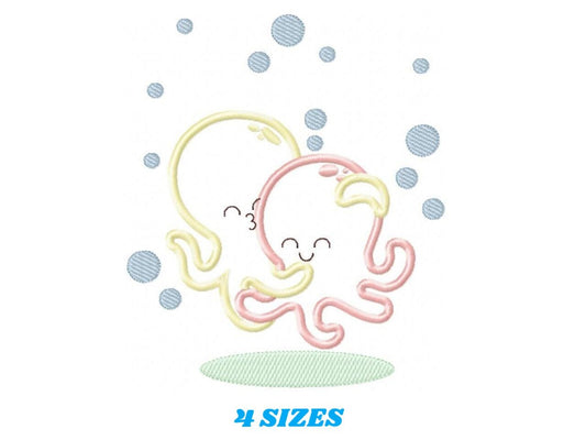 Octopus embroidery design - Sea Animal embroidery designs machine embroidery pattern - Love Hugging Octopus applique - Instant download pes