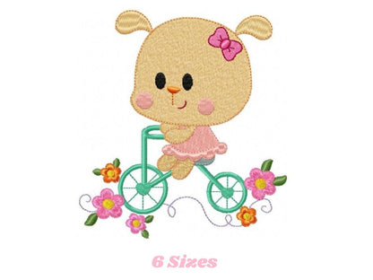 Bear embroidery designs - Baby Girl embroidery design machine embroidery pattern - Bear in a bike embroidery filled design digital download Marcia Embroidery