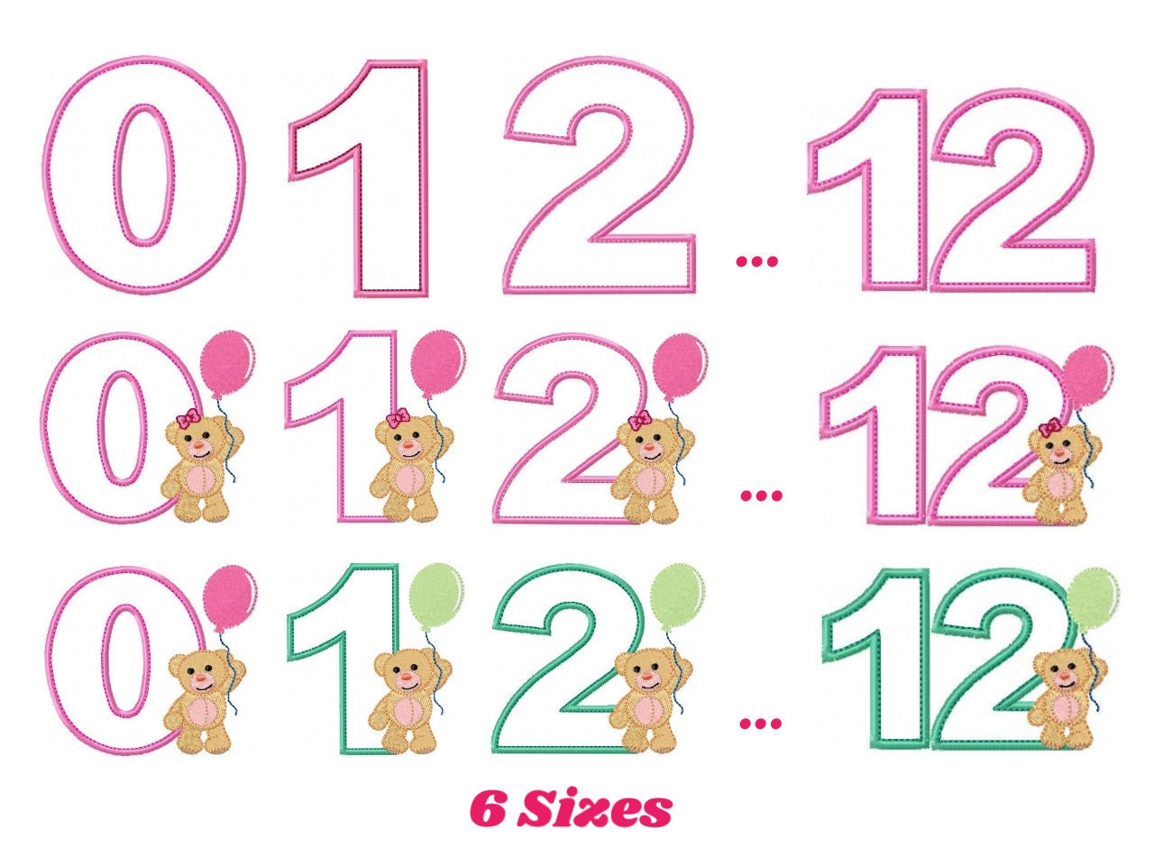 Numbers embroidery designs set - Number Applique Design - Birthday Embroidery machine embroidery file - Numbers applique - Instant download