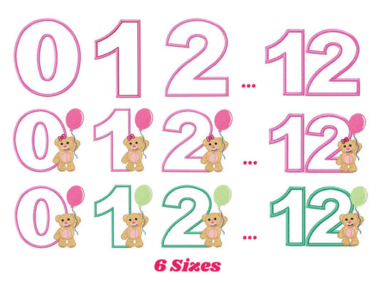 Numbers embroidery designs set - Number Applique Design - Birthday Embroidery machine embroidery file - Numbers applique - Instant download