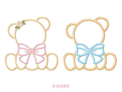 Baby bear embroidery designs - Teddy embroidery design machine embroidery pattern - newborn embroidery - female male bear applique design