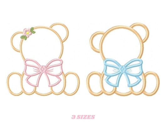 Baby bear embroidery designs - Teddy embroidery design machine embroidery pattern - newborn embroidery - female male bear applique design