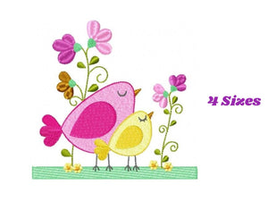 Bird embroidery designs - Flowers embroidery design machine embroidery pattern - Garden Kitchen Towel embroidery file - instant download jef