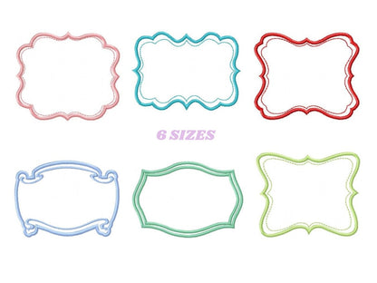Frame embroidery designs set - Frame Applique Design machine embroidery pattern - Monogram embroidery file - shape tag instant download