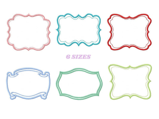 Frame embroidery designs set - Frame Applique Design machine embroidery pattern - Monogram embroidery file - shape tag instant download
