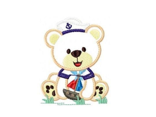 Bear embroidery designs - Teddy embroidery design machine embroidery pattern - Sailor bear embroidery - Bear applique design boy embroidery