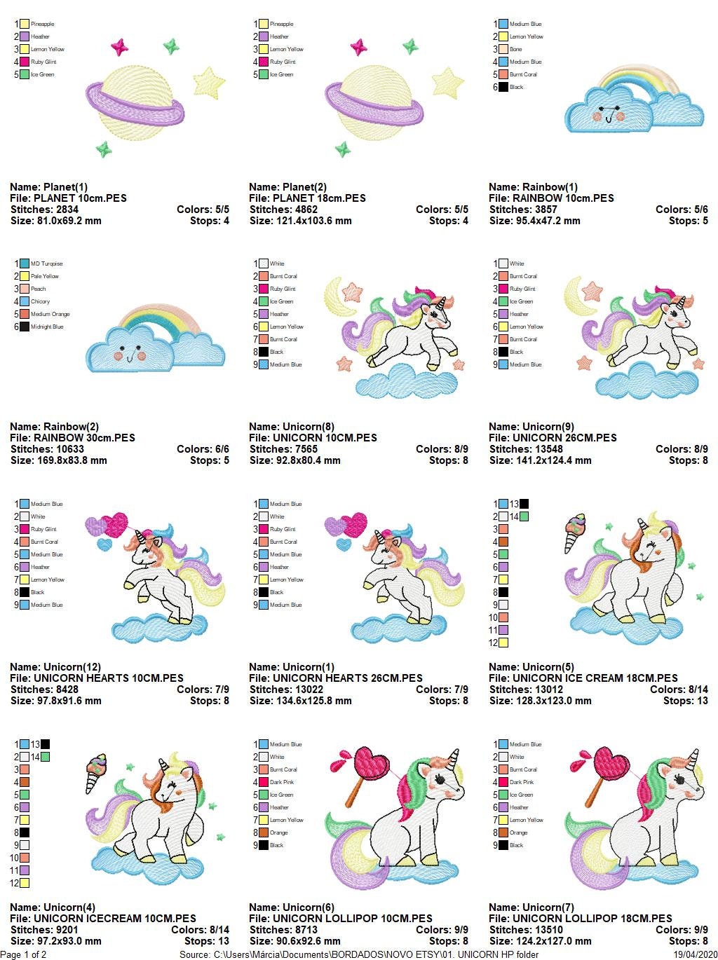 Unicorn set embroidery designs - Baby girl Pony machine embroidery pattern - Fantasy Magical file - Instant digital download pes jef dst hus