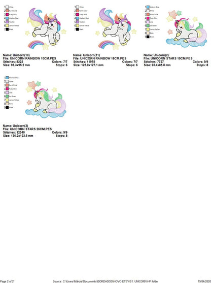 Unicorn set embroidery designs - Baby girl Pony machine embroidery pattern - Fantasy Magical file - Instant digital download pes jef dst hus