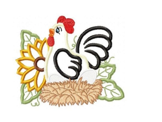 Chicken embroidery designs - Kitchen embroidery design machine embroidery pattern - instant download - Flower embroidery Rooster applique