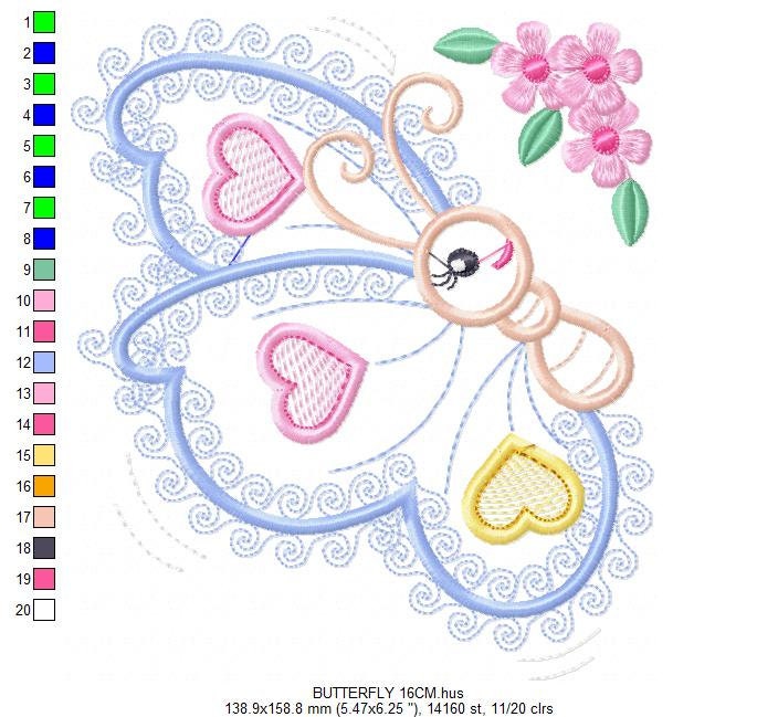 Butterfly embroidery design - Animal embroidery designs machine embroidery pattern - Baby girl embroidery file - butterfly applique design