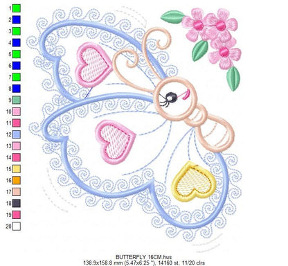 Butterfly embroidery design - Animal embroidery designs machine embroidery pattern - Baby girl embroidery file - butterfly applique design