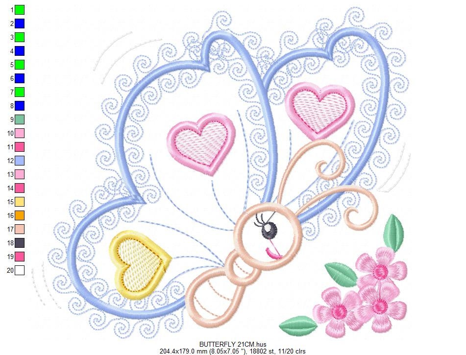 Butterfly embroidery design - Animal embroidery designs machine embroidery pattern - Baby girl embroidery file - butterfly applique design