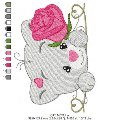 Cat embroidery design - Kitty embroidery designs machine embroidery pattern - Pet embroidery file - Baby girl embroidery Kitchen cloth Apron
