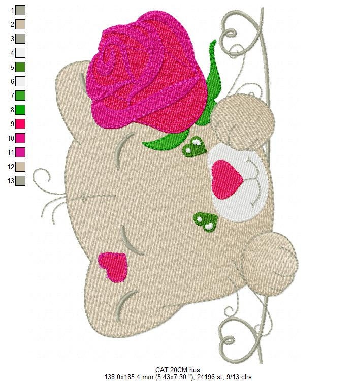 Cat embroidery design - Kitty embroidery designs machine embroidery pattern - Pet embroidery file - Baby girl embroidery Kitchen cloth Apron