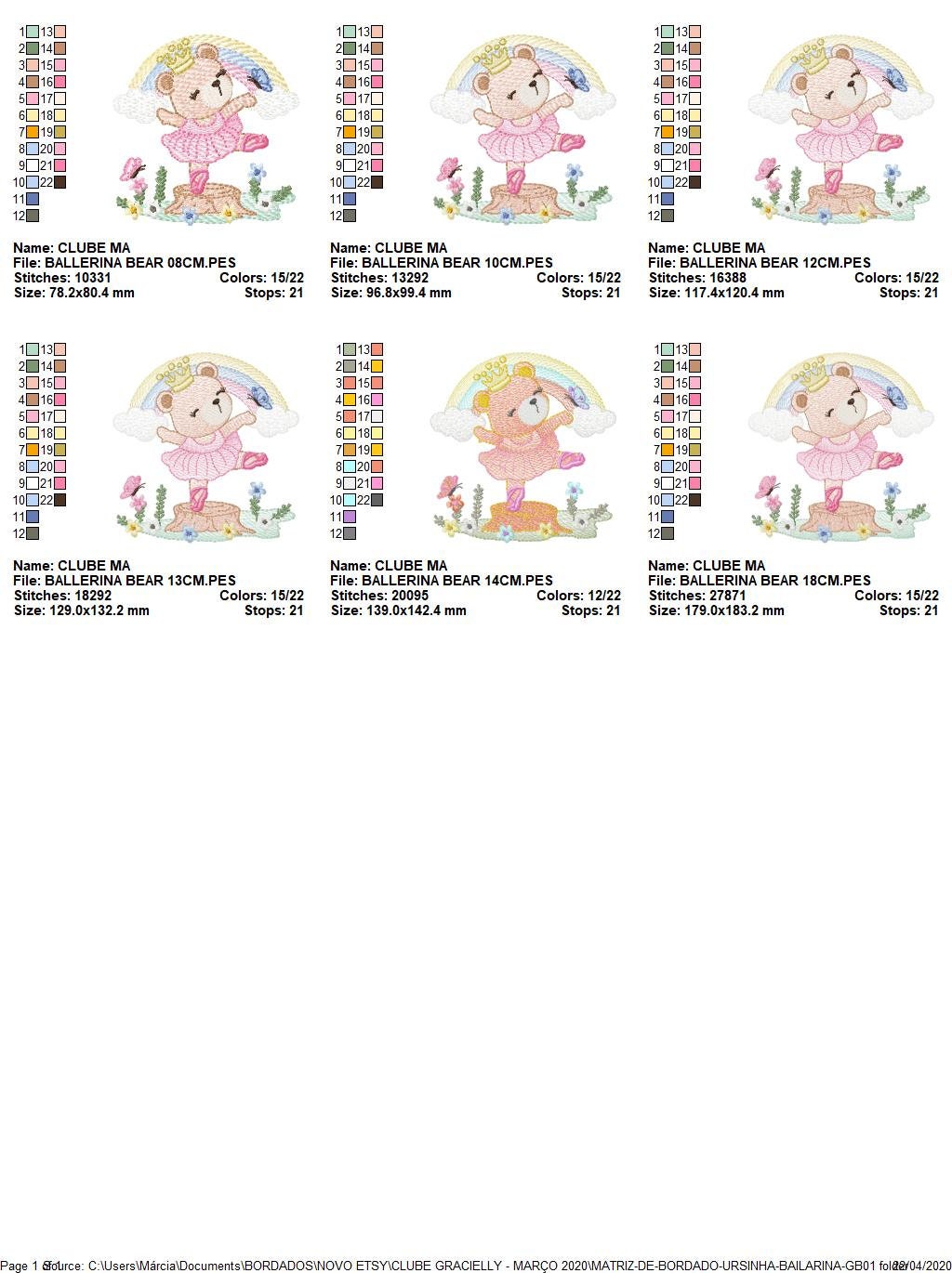Bear embroidery designs - Ballerina embroidery design machine embroidery pattern - Baby girl embroidery file - Ballerina bear with rainbow