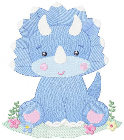 Dinosaur embroidery designs - Dino embroidery design machine embroidery pattern - instant download - Baby boy embroidery file Triceratops