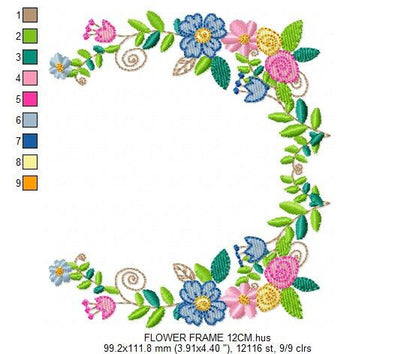 Monogram Frame embroidery designs - Flower embroidery design machine embroidery pattern - rose wreath embroidery file - baby girl embroidery Marcia Embroidery