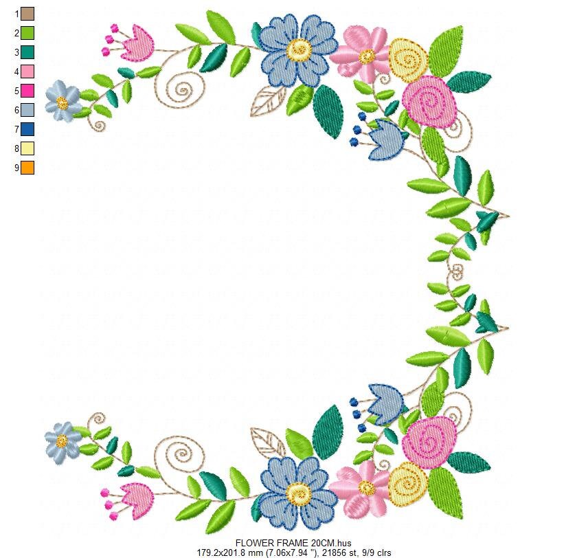 Monogram Frame embroidery designs - Flower embroidery design machine embroidery pattern - rose wreath embroidery file - baby girl embroidery Marcia Embroidery