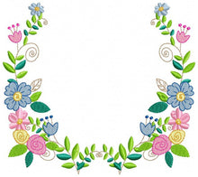 Charger l&#39;image dans la galerie, Monogram Frame embroidery designs - Flower embroidery design machine embroidery pattern - rose wreath embroidery file - baby girl embroidery
