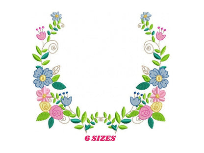 Monogram Frame embroidery designs - Flower embroidery design machine embroidery pattern - rose wreath embroidery file - baby girl embroidery Marcia Embroidery