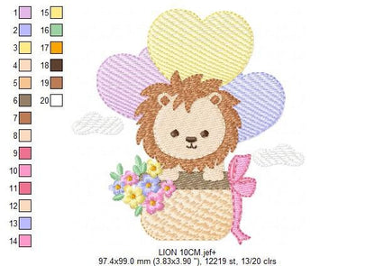 Lion embroidery designs - Safari wild animal with balloons machine embroidery pattern - Baby boy file - Instant digital download pes jef dst Marcia Embroidery
